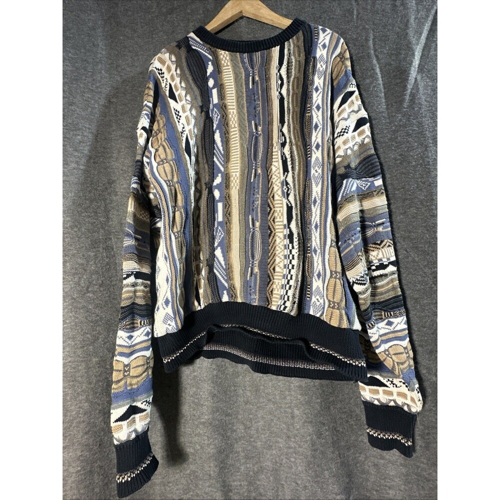 American Priority Cotton Coogi Sweater Blue Brown White Men’s XL Made In USA